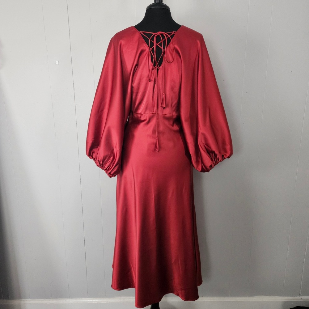 Sachin & Babi Anthropologie Midi Dress Womens 10 Satin Balloon Sleeve Romantic - Picture 2 of 13